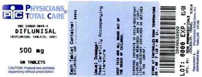 image of Diflunisal package label 500mg - package label for 500mg tablets